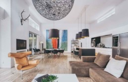 Moderne villa stue og køkken arkitekter i Århus